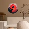 Zon - Krijger - Bomen - Bergen Wandcirkel behangsticker klein -sfeer1