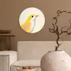 Vogel - Minimalistisch - Geel Wandcirkel kunststof plaat 5mm dik klein -sfeer1