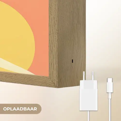 Vogels - Cirkels - Geel Light Box met batterij (Wandlamp) middel -USP_websiteoplaadbaarNL