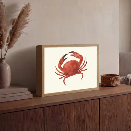 Krab - Felrood - Poten Light Box met batterij (Wandlamp) middel -sfeer2