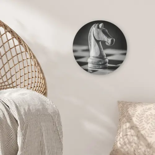 Paard - Hout - Schaalbord - Zwart Akoestische PET Vilt - Rond klein -sfeer4