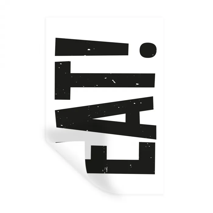 Decoratie - Eten - Zwart - Wit Muursticker klein -3d