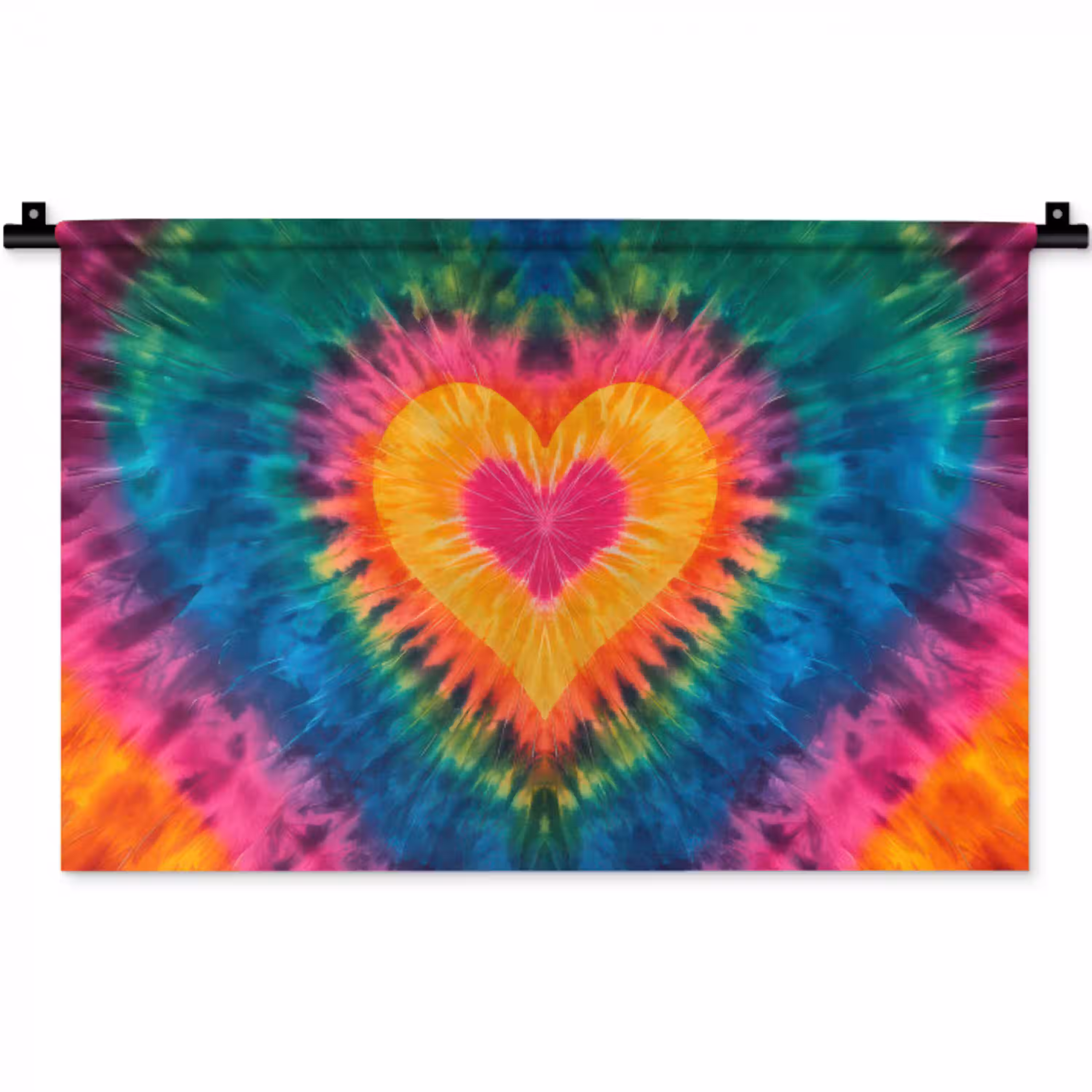 Hart - Tie Dye - Kleurrijk Wandkleed katoen klein -zz3d