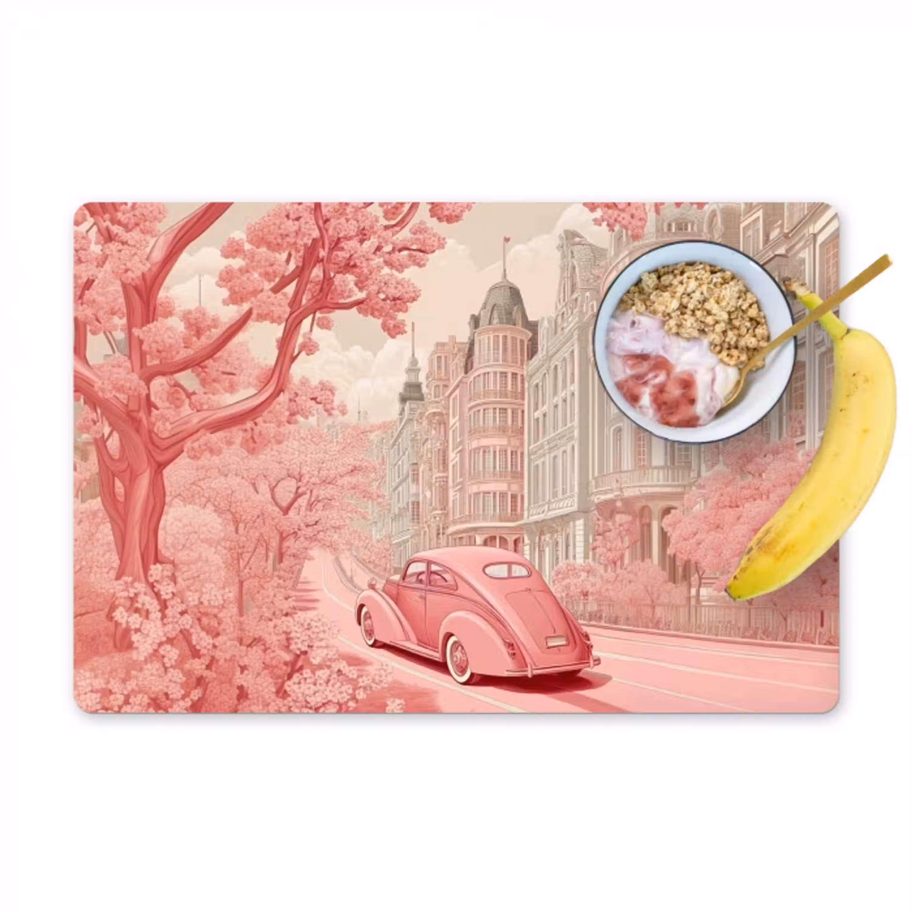 City - Car - Pink Placemat vinyl groot -zzzproduct_Kitchenyeah-website
