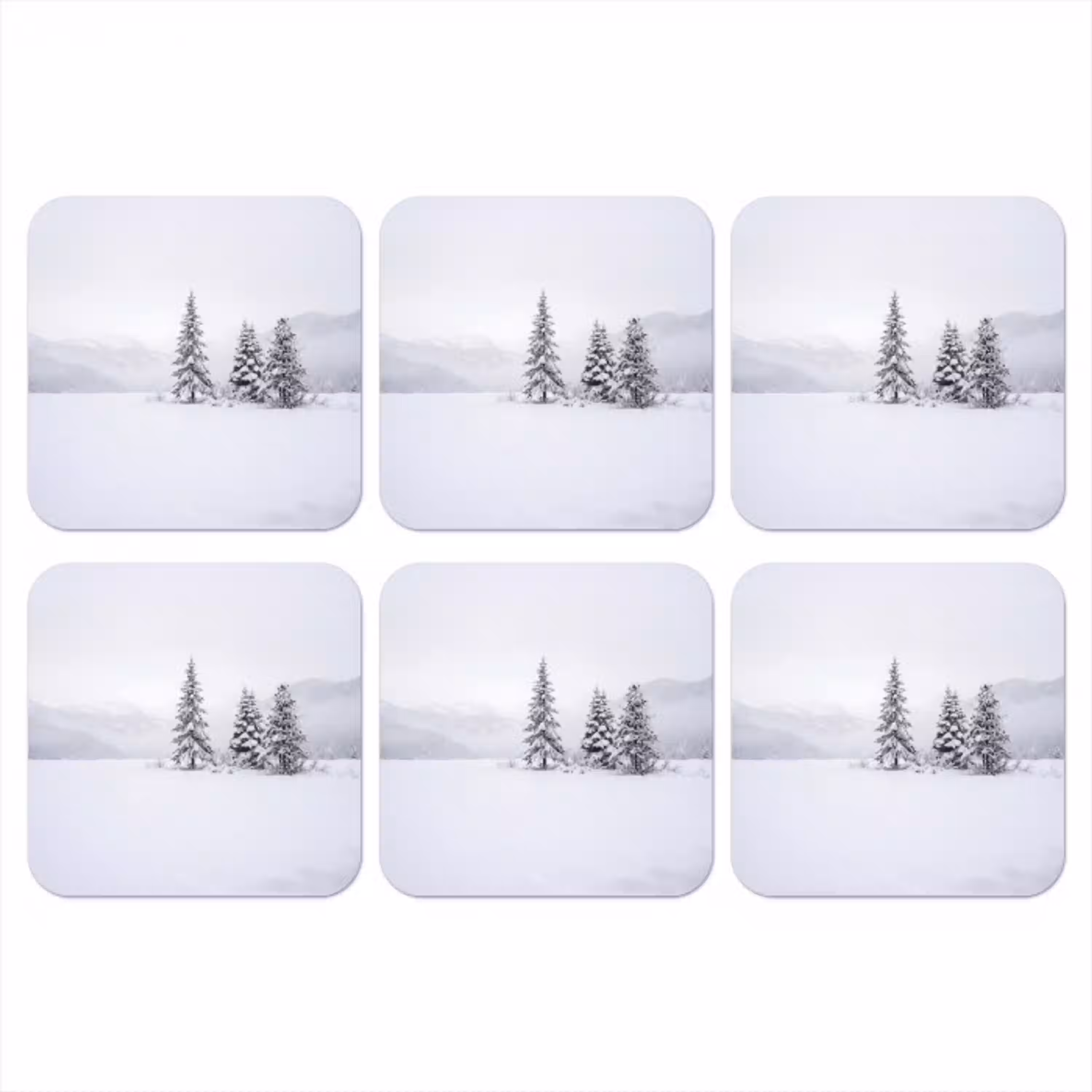 Fijnsparren - Sneeuw - Winter - Landschap - Stilte onderzetter kurk middel -3d