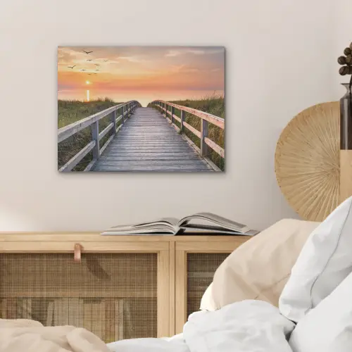 Zonsonderang - Zee - Pad - Gras - Duin - Vogels PET vilt klein -sfeer3