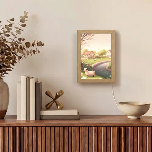 Schapen - Huisje - Platteland Light Box met kabel (Tafellamp) klein -sfeer2