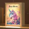 Eenhoorn - Roze - Kleurrijk - Sprookjesbos Light Box met kabel (Kinderlampje) klein -zzz_3d_website