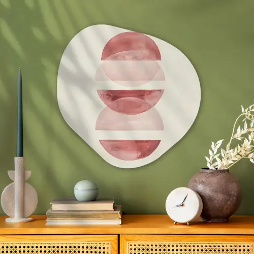 Minimalistisch - Cirkels - Roze Wandcirkel Organisch Plexiglas middel -sfeer2