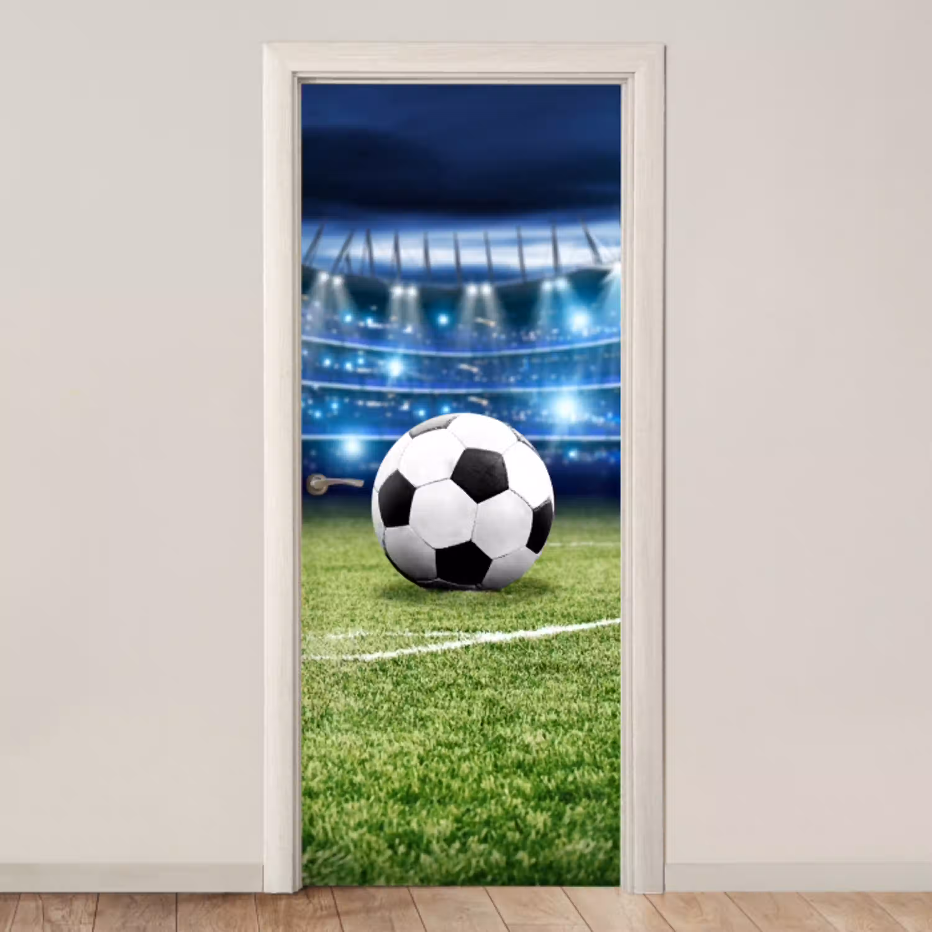 Voetbal - Stadion - Bal - Jongens deurposter klein -3d_beige