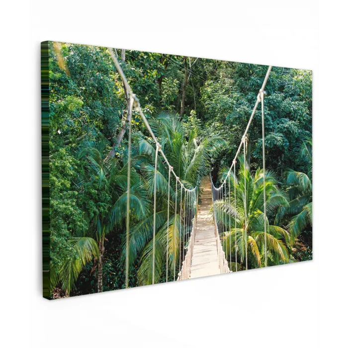 Touwbrug in het Tropisch Woud Tuinposter op houten frame 2 cm dik klein -3d