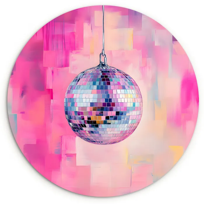 Discobal - Pink - Verf Wandcirkel plexiglas klein -3d