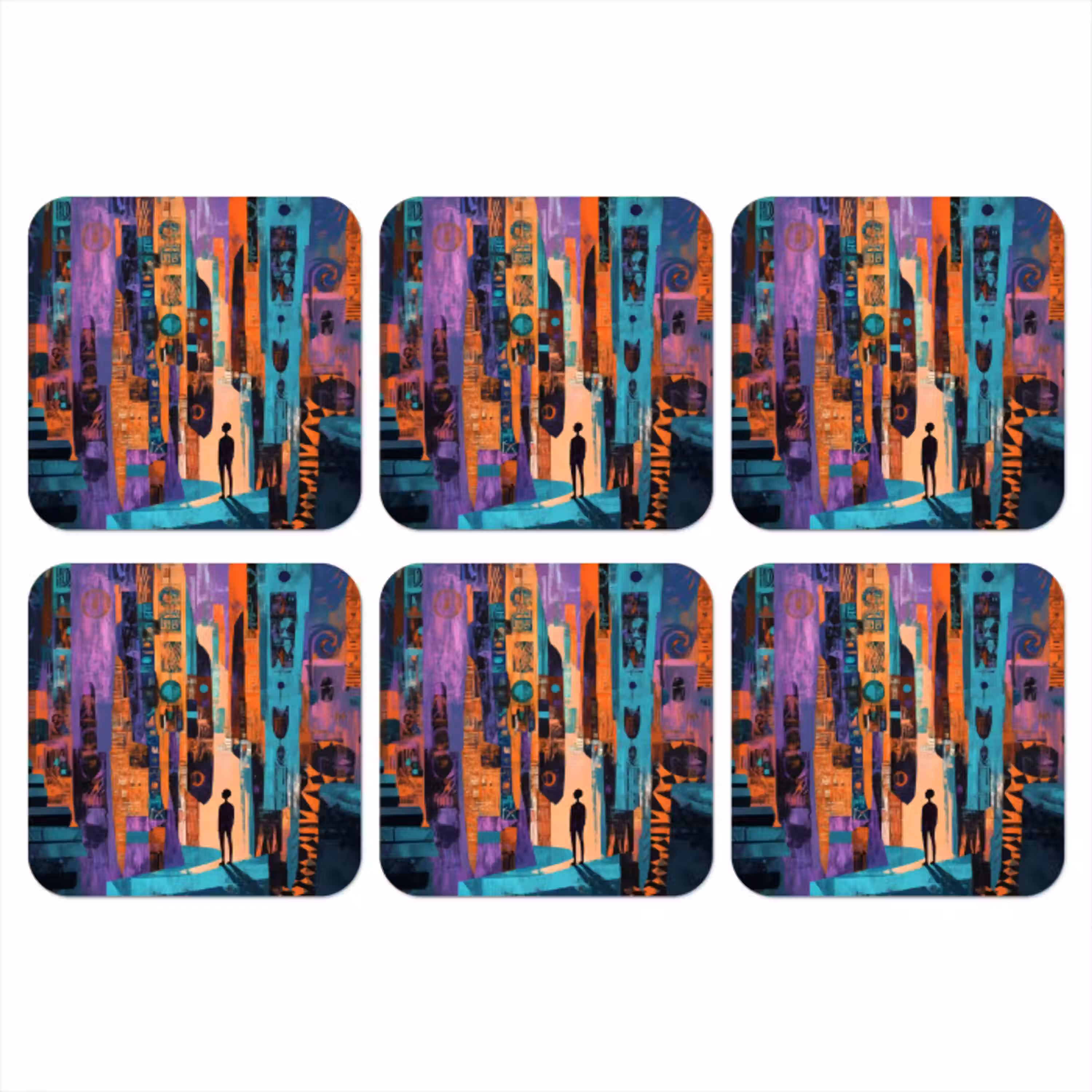 Abstract - Figuren - Kleurrijk onderzetter kurk middel -3d