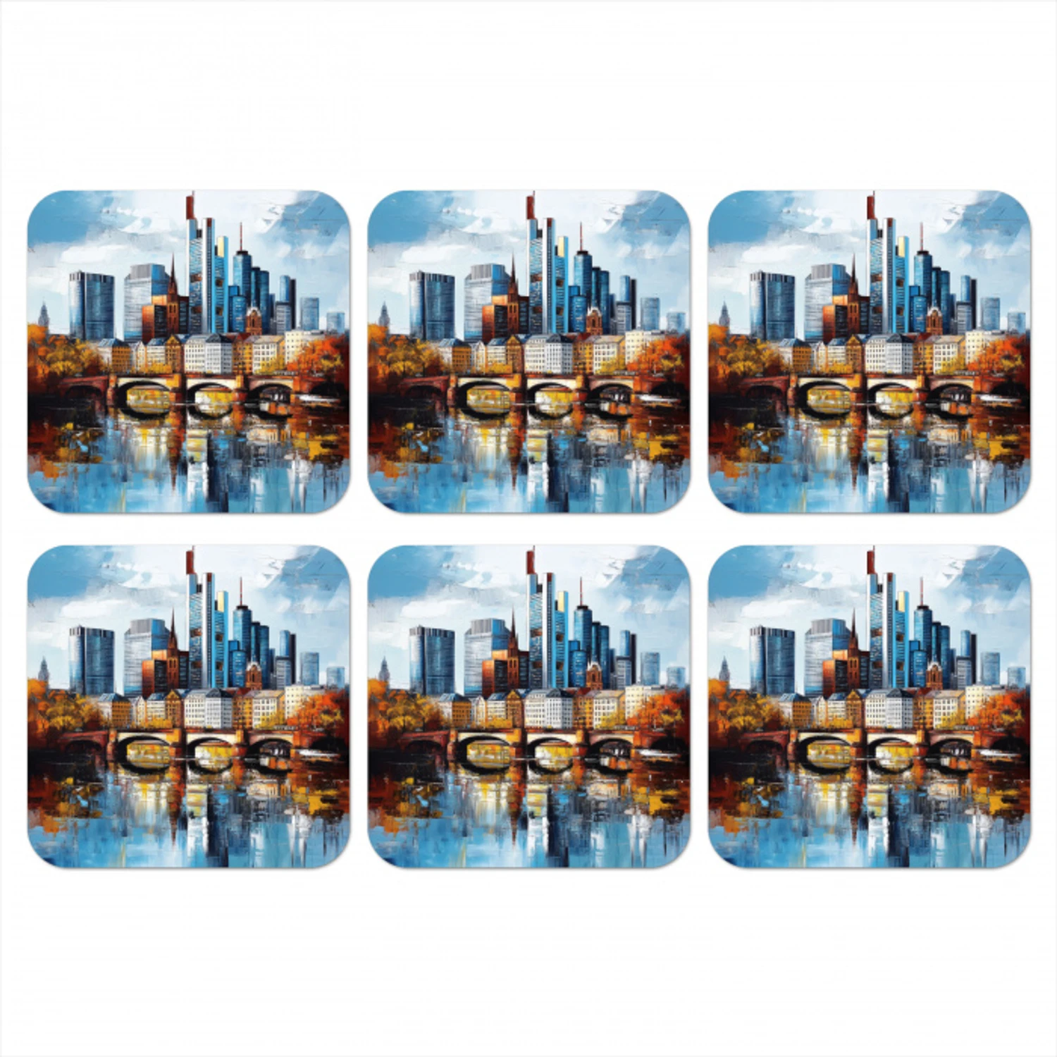 Bomen Frankfurt- Stad - Skyline - Brug onderzetter kurk middel -3d