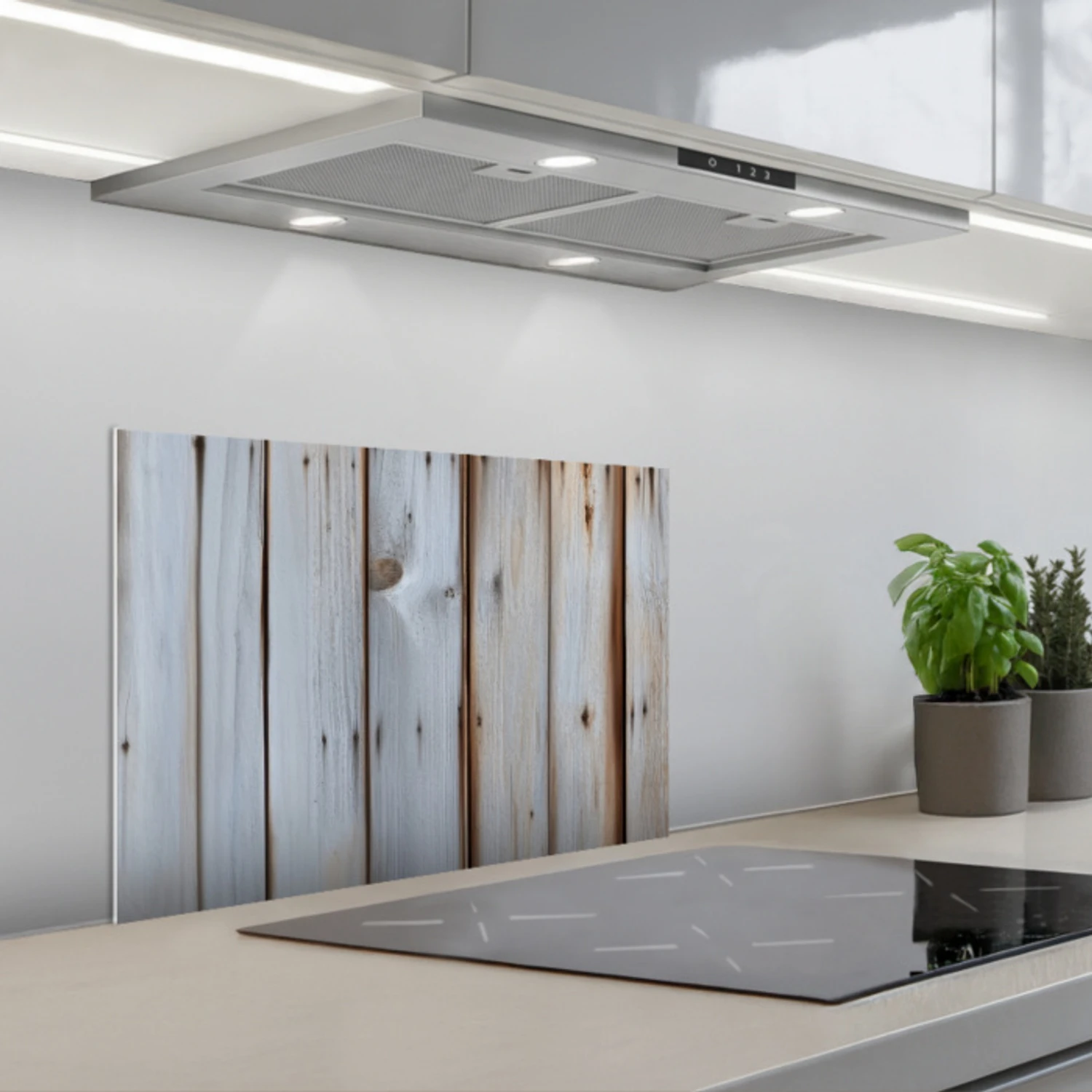 Kitchen splashback for hob - Wood - Shelves - Weathered | Kitchenyeah.co.uk