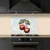 Kersen - Rood - Mozaïek - Blaadjes keuken achterwand spatscherm klein -sfeer1