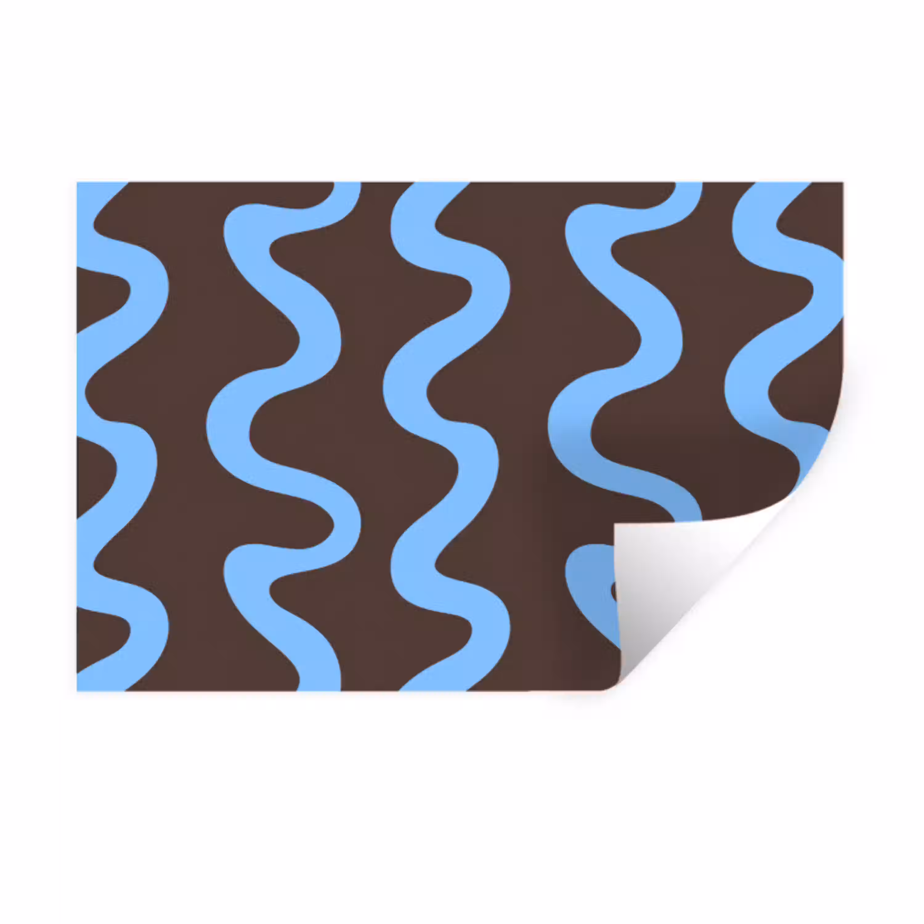 Kronkelende lijnen - Blauw - Bruin - Minimalistisch Muursticker klein 286 -3d