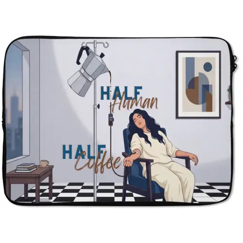 Half human, Half Coffee - Infuus - Koffie laptophoes neopreen klein -zkaufland3dotto
