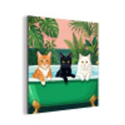 Badkamer - Kattenparade - Kleurrijk aluminium wit klein -3d