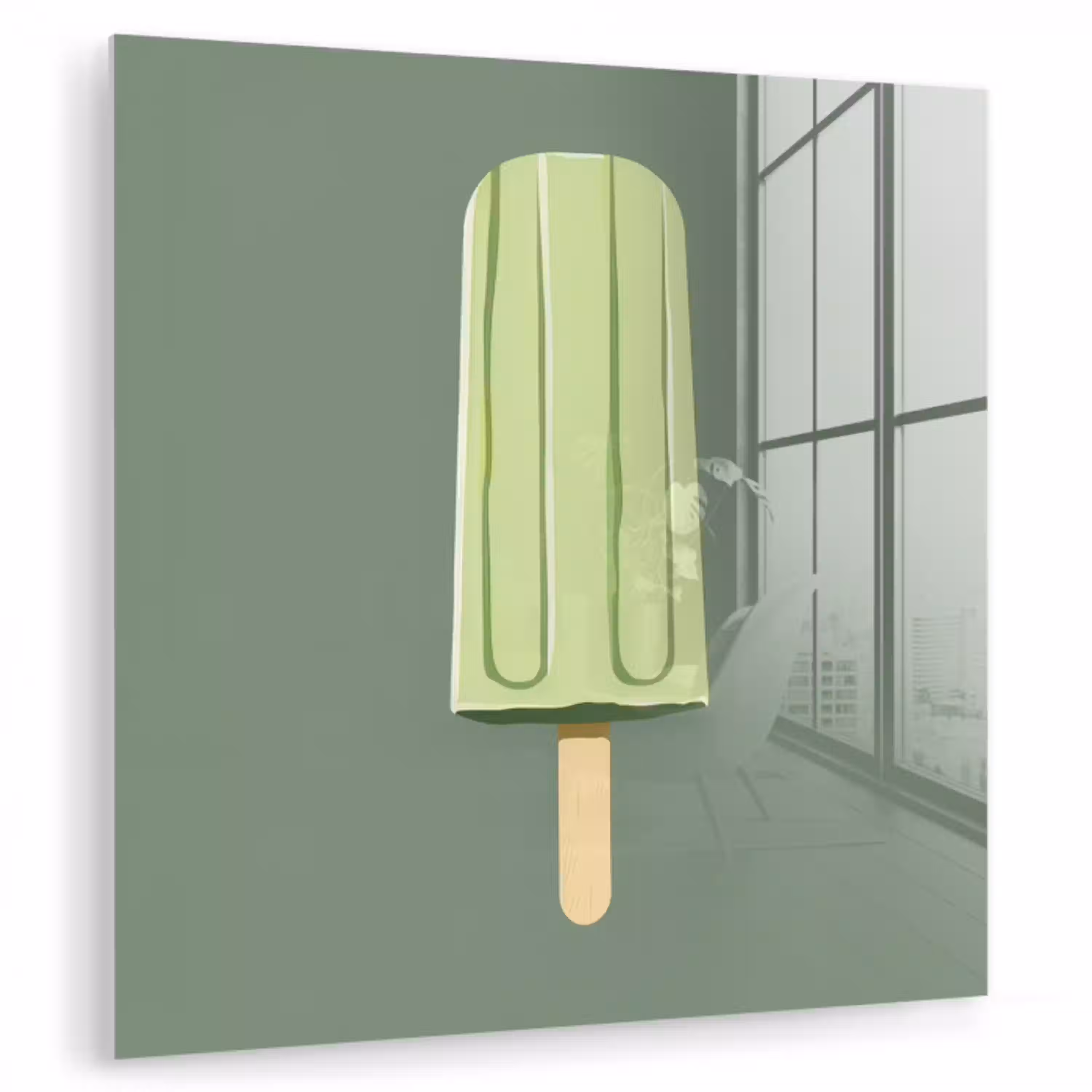 Groen - Waterijsje - Stokje - Illustratie plexiglas 5mm klein -zzzproduct_nieuw