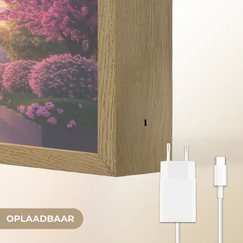 Eiffeltoren - Parijs - Roze Light Box met batterij (Wandlamp) middel -USP_websiteoplaadbaarNL