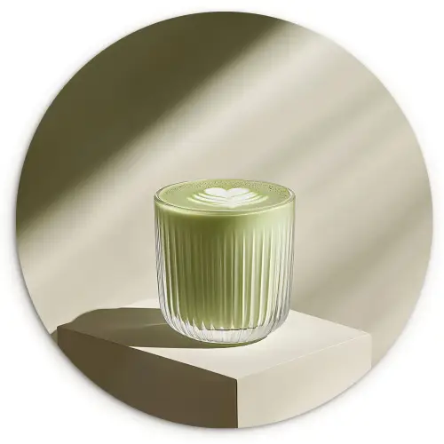 Matcha - Glas - Groen - Minimalistisch Wandcirkel kunststof plaat 5mm dik klein -3d