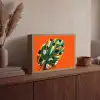 Blad - Oranje - Stippen - Kleurrijk Light Box met batterij (Wandlamp) middel -sfeer2