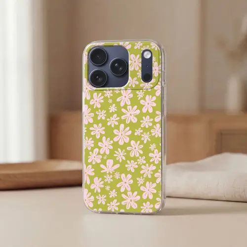 Bloemen - Roze - Getekend - Patroon Telefoonhoesje iPhone 17 Pro klein -sfeer2