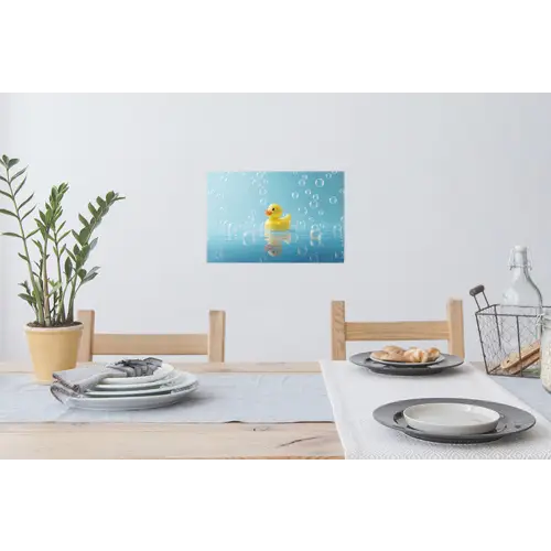 Bubbels - Badeend - Geel Muursticker klein -eettafel