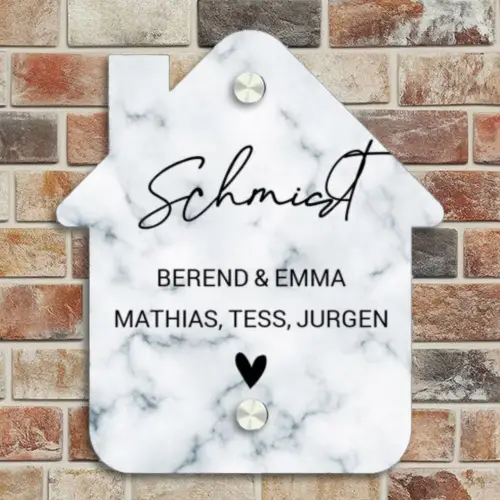 Lichtblauw marmer - Sierlijk Naambord Huisje klein -sfeer6