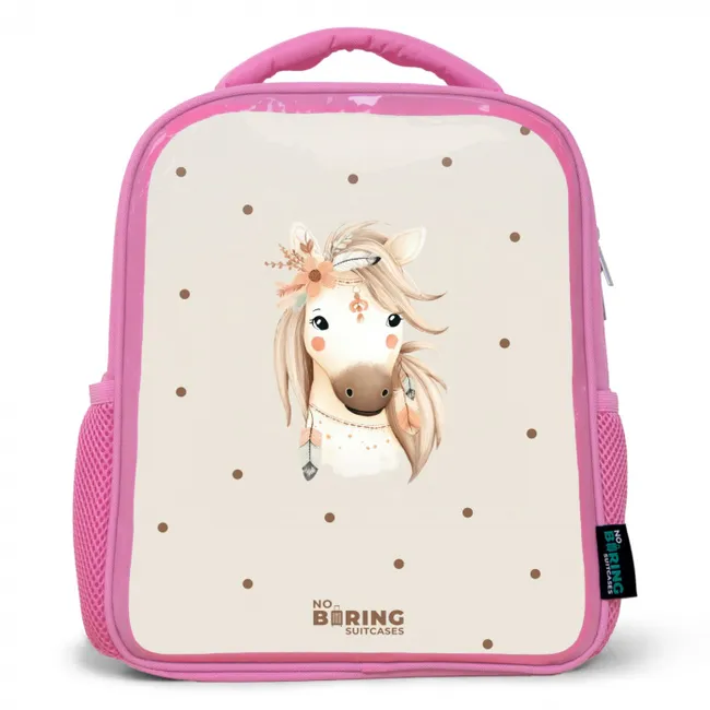 Kids' Backpacks Pink -. Bohemian horse in pastel colors