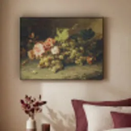 Fruit - Stilleven met druiven - Oude meesters Textielframe zwart klein -sfeer1