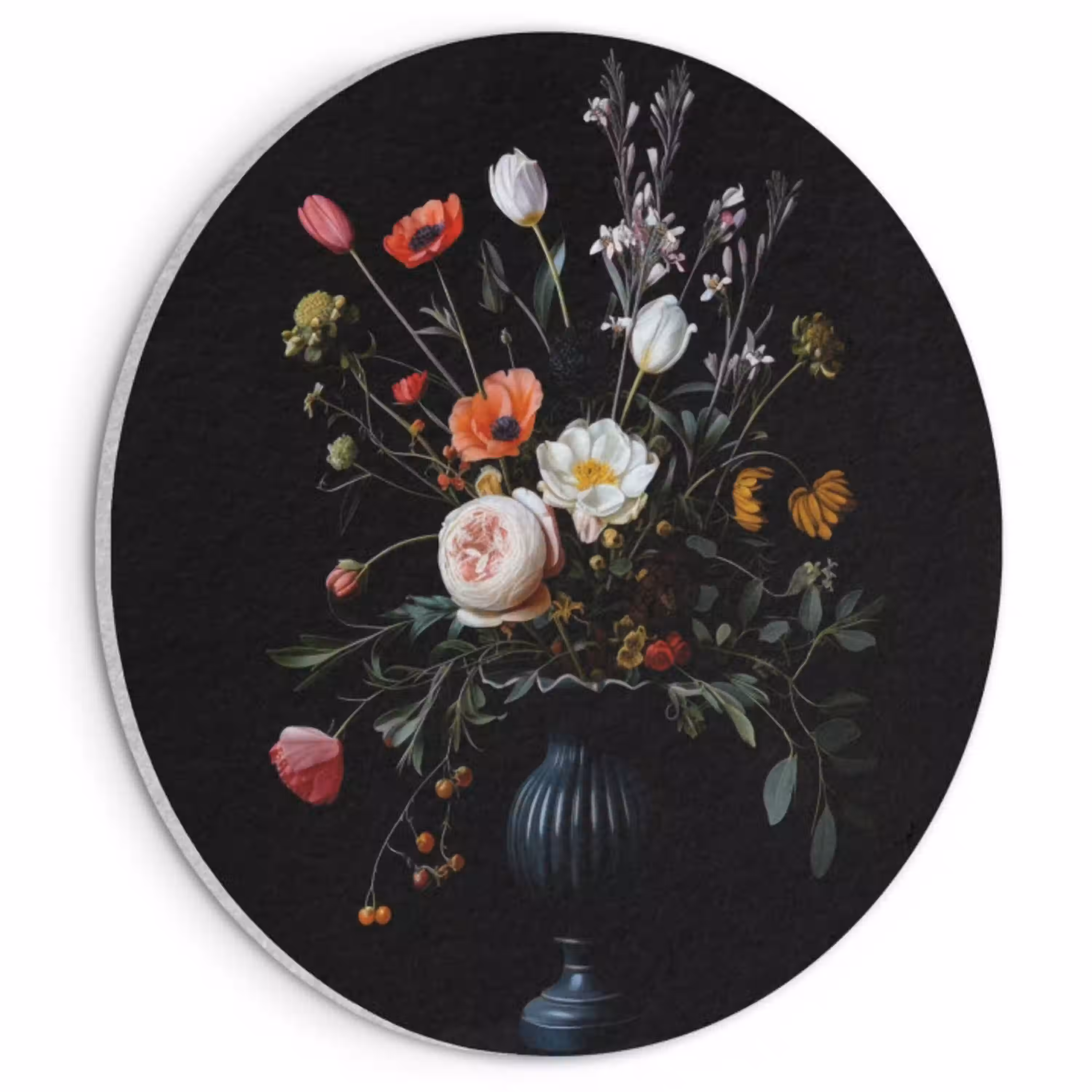 Bloemstuk - Vaas - Zwart Akoestische PET Vilt - Rond klein -3d