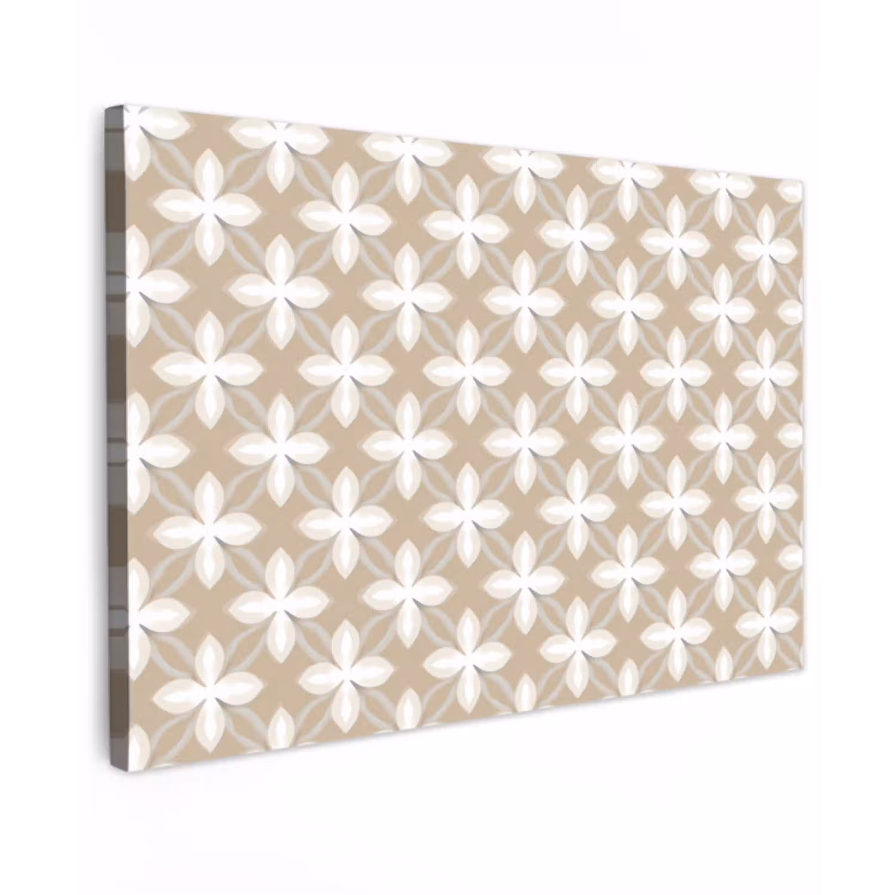 Patroon - Symmetrisch - Beige Tuinposter op houten frame 2 cm dik klein 845 -3d