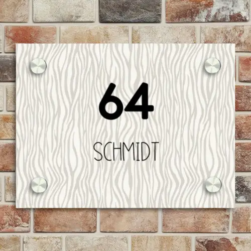 Beige golvende strepen - Modern Naambord Rechthoek middel -sfeer3