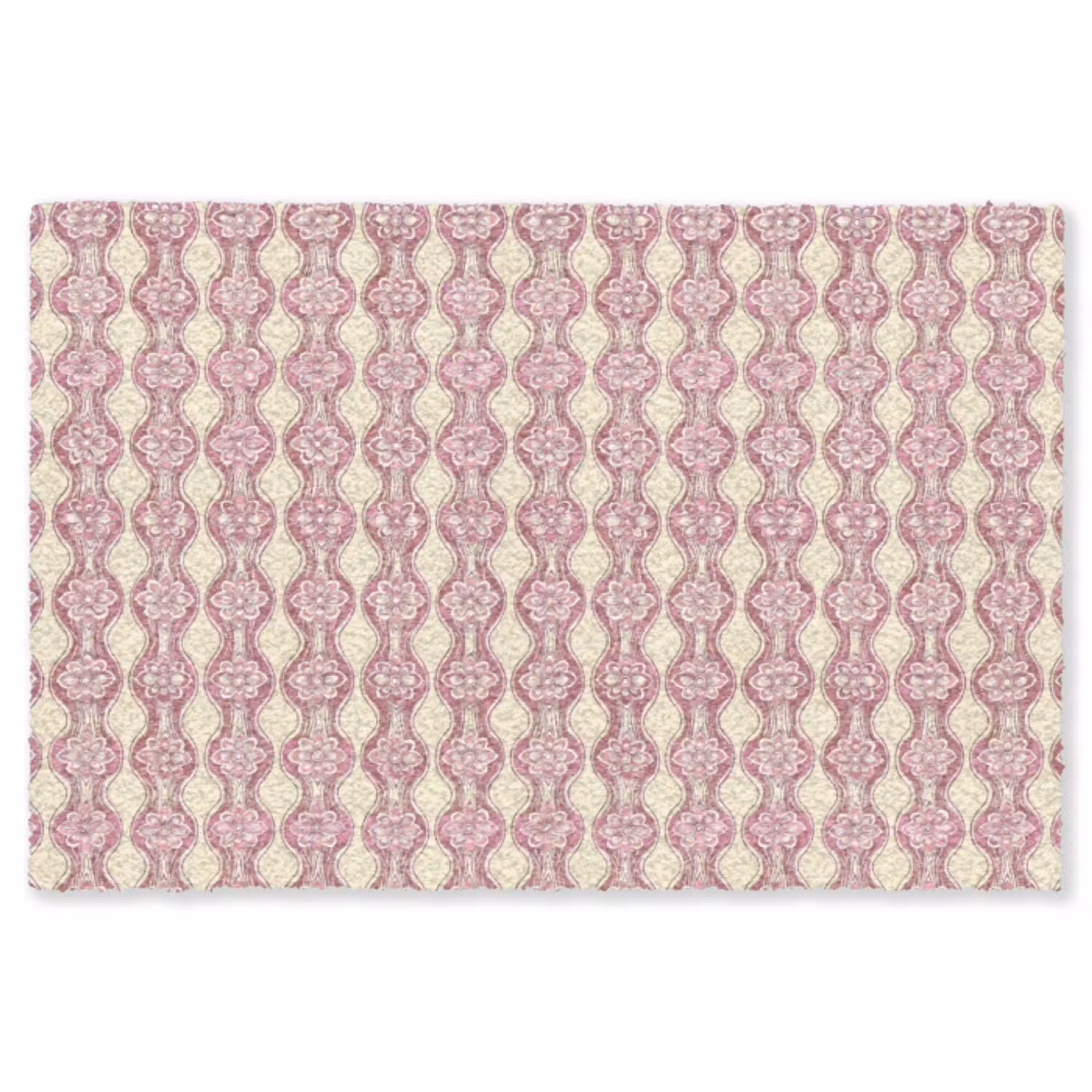 Paarsroze - Bloemen - Retro - Patroon Vloerkleed Rechthoek klein 1091 -3d