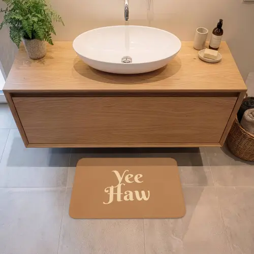 Yee haw - Bruin - Minimalistisch Badmat klein -sfeer1