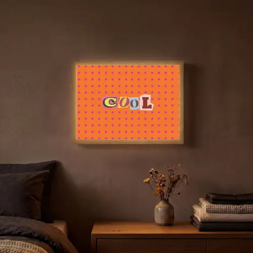 Cool - Stippen - Oranje Light Box met batterij (Wandlamp) middel -sfeer4