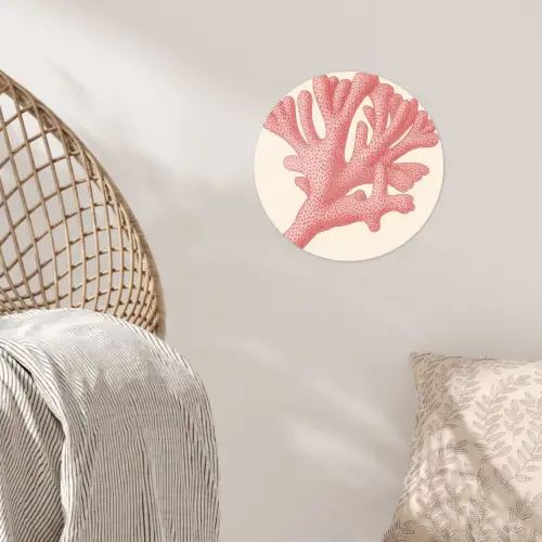 Koraal - Stipjes - Roze Wandcirkel behangsticker klein -sfeer4