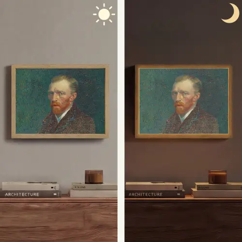 Kunst - Van Gogh - Oude meesters - Zelfportret Light Box met batterij (Wandlamp) middel -sfeer3