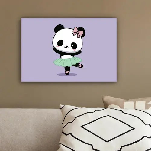 Dansende panda - Paars - Sierlijk - Kawaii canvas 2cm klein -sfeer3