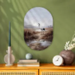 Kraanvogel - Natuur - Realistisch Wandcirkel Ovaal Forex klein -sfeer2