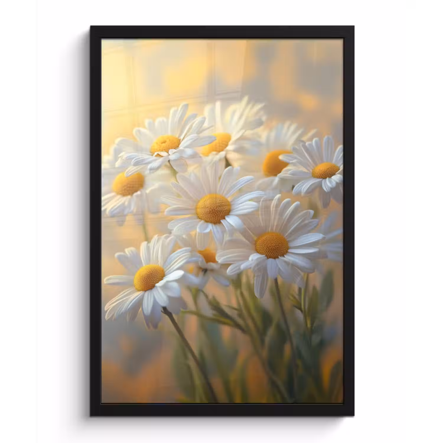 Poster met lijst - Madeliefjes - Wit - Zonlicht