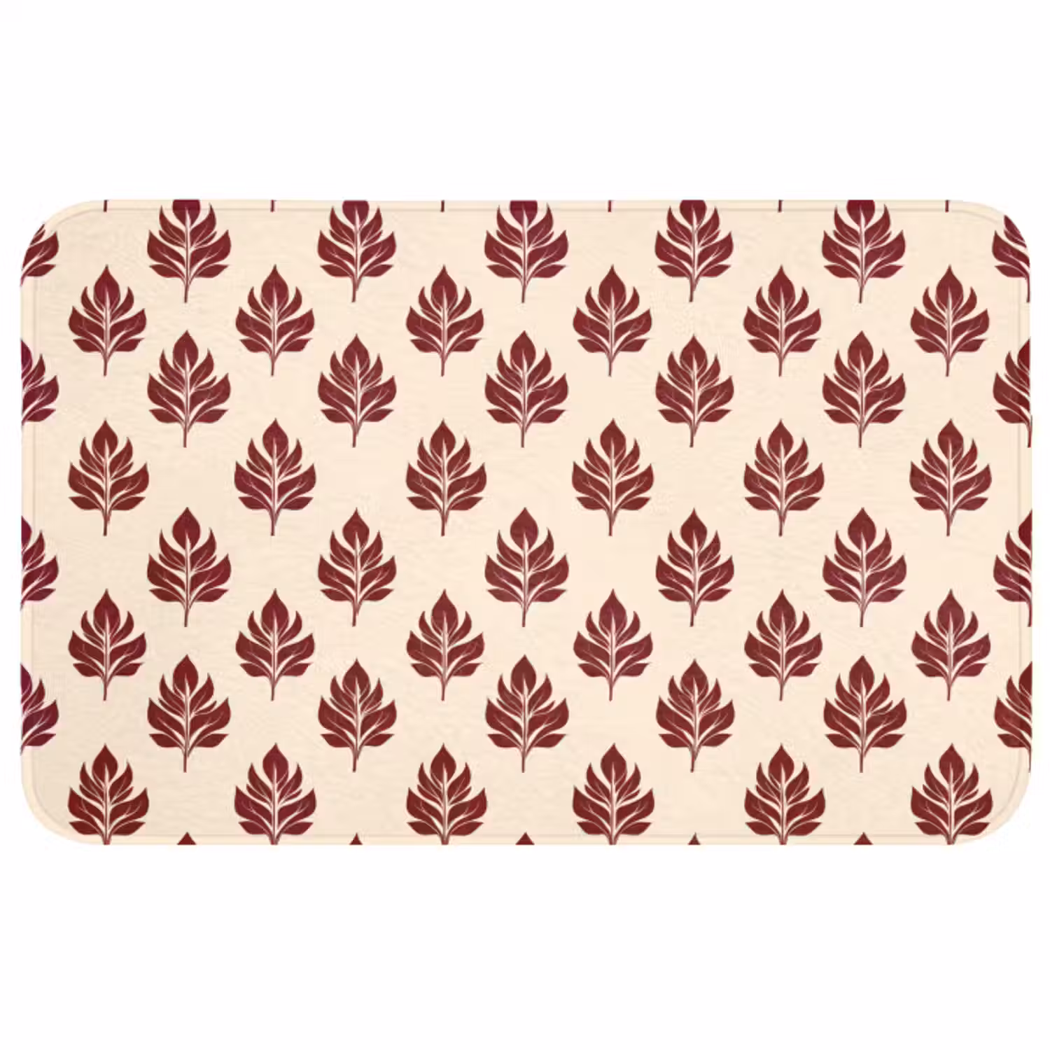 Badmat - Botanisch - Patroon - Bordeaux