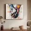 Graffiti - Handen - Vintage - Street art Textielframe zwart klein -sfeer3