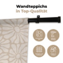 Bloemen - Print - Beige - Bruin - Minimalistisch Wandkleed katoen klein -tsfeer2_DE