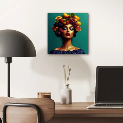 Vrouw - Hoodtooi - Tropisch - Fruit - Druiven aluminium wit klein -sfeer5