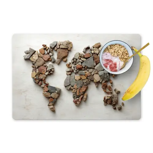 Wereldkaart - Stenen - Wit Placemat vinyl groot -zzzproduct_Kitchenyeah-website