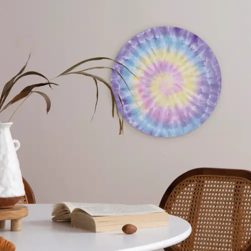 Spiraal - Tie dye - Pasteltinten Akoestische PET Vilt - Rond klein -sfeer3