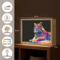 Tijger - Kleurrijk - Dieren - Zwart - Neon Light Box met batterij (Wandlamp kind) middel -USP_websiteoverzichtDE
